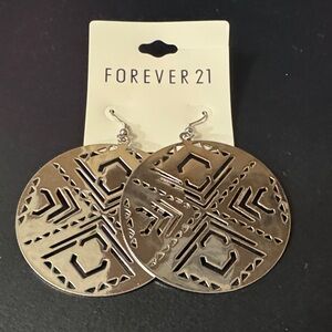 Forever 21 Silver Cutout Disc Earrings